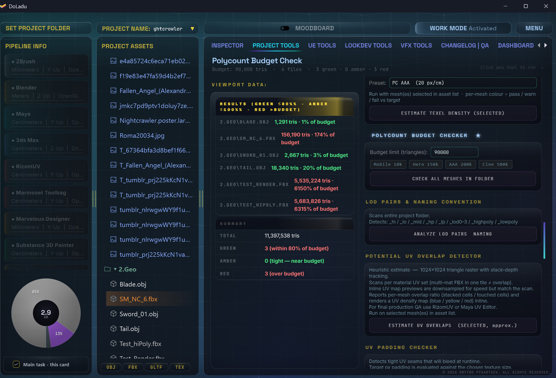 DoLadu Project Tools tab
